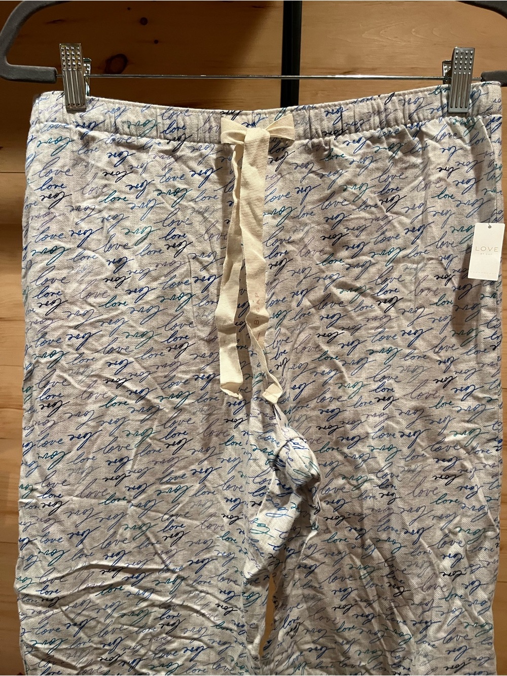 GAP Cream pajama pants with Blue Script 'Love' Print